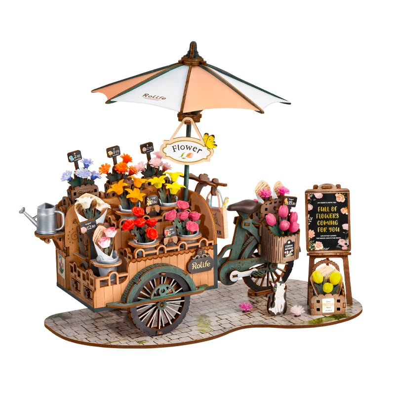 Robotime Blossom Cart 3D Wooden Puzzle – Charming Home Decor