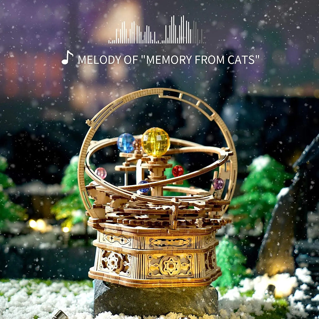 Robotime 3D Starry Night Wooden Music Box Building Kit - 84 Pieces