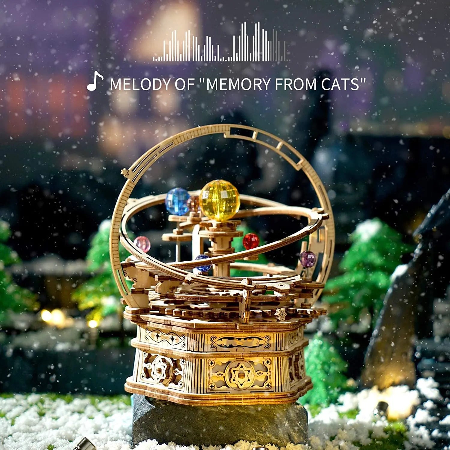Robotime 3D Starry Night Wooden Music Box Building Kit - 84 Pieces