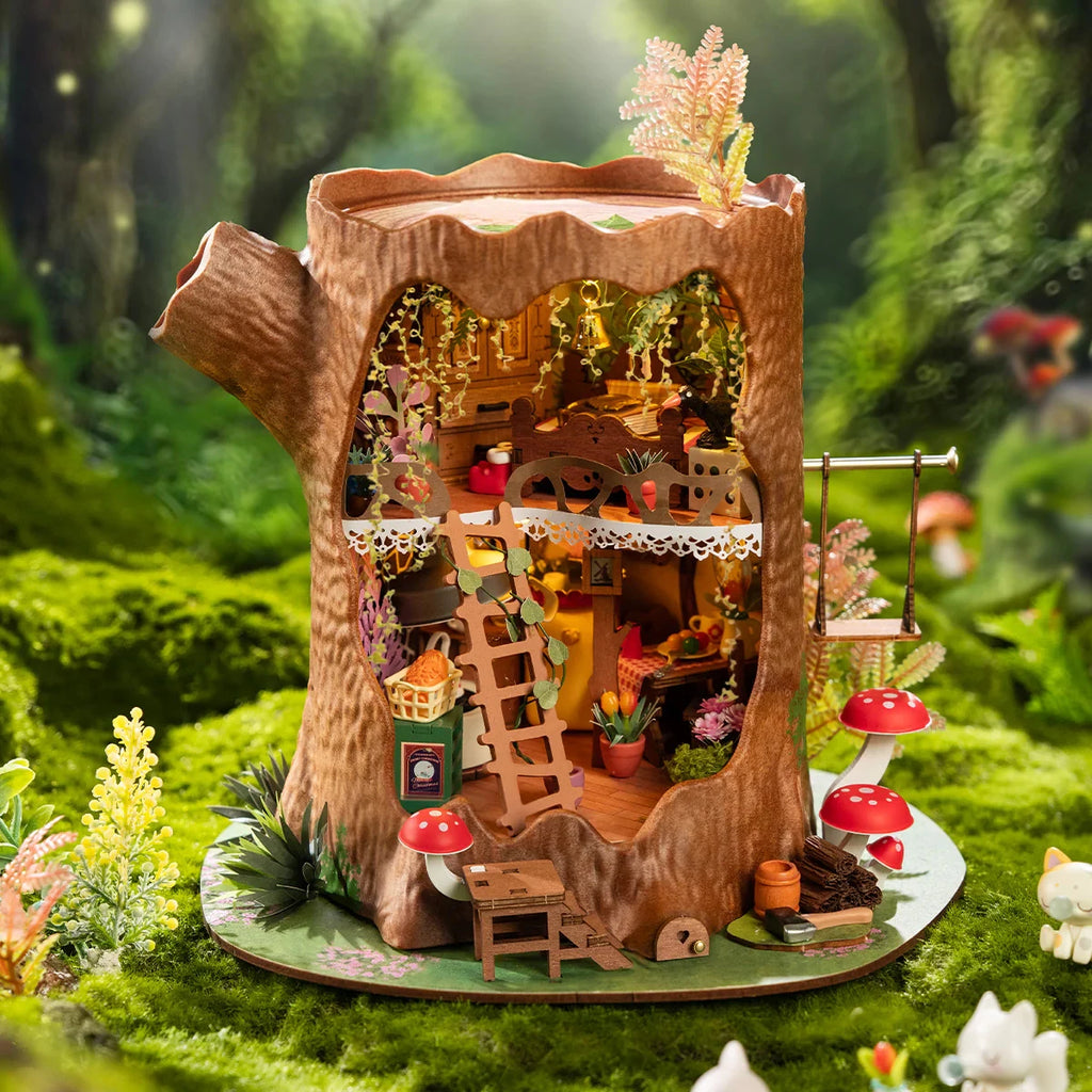 Robotime Fairytale Tree House DIY Miniature Model with LED Lights