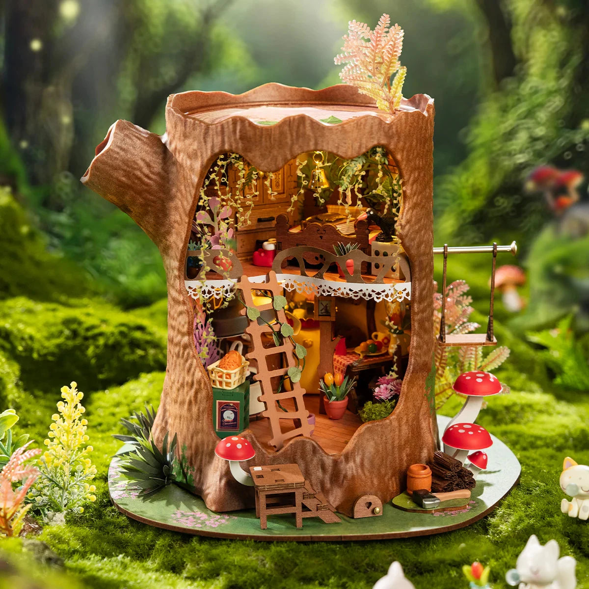 Robotime Fairytale Tree House DIY Miniature Model with LED Lights
