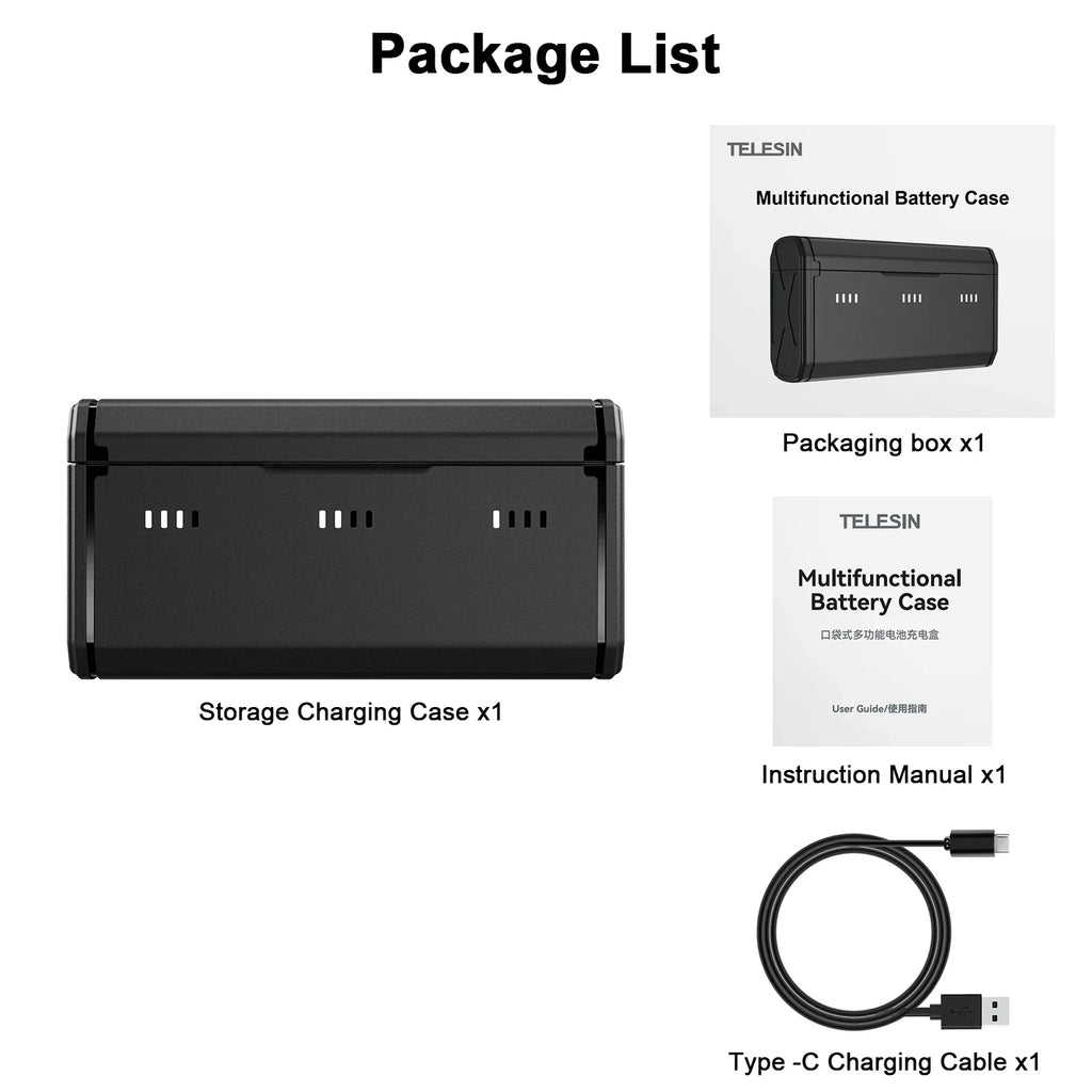 TELESIN Fast Charging Portable Charger for GoPro Hero 9-12