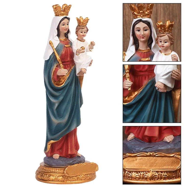 Elegant Virgin Mary & Jesus Resin Statue | Artful Religious Decor