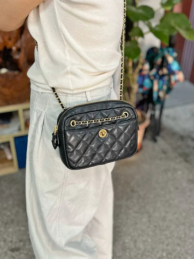 Stylish Y2K Retro Genuine Leather Crossbody Bag for Women