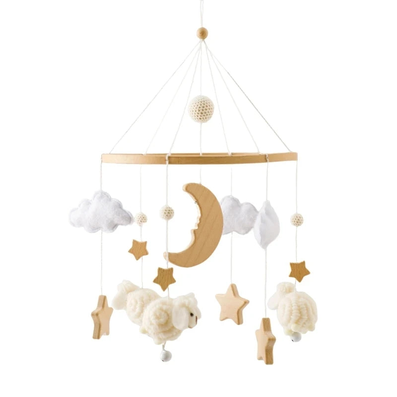 Wooden Baby Mobile Rattle Toy for Newborns - 0-12 Months