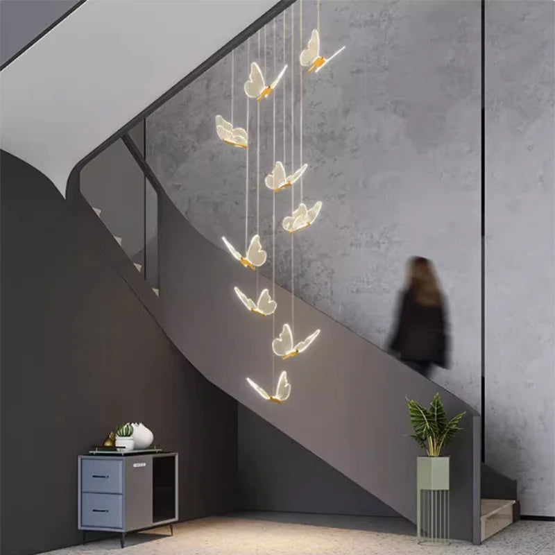 Luxury Modern Acrylic Butterfly Spiral Chandelier - Elegant Home Lighting