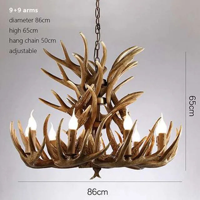 Vintage Deer Horn Pendant Light - Industrial Antler Chandelier