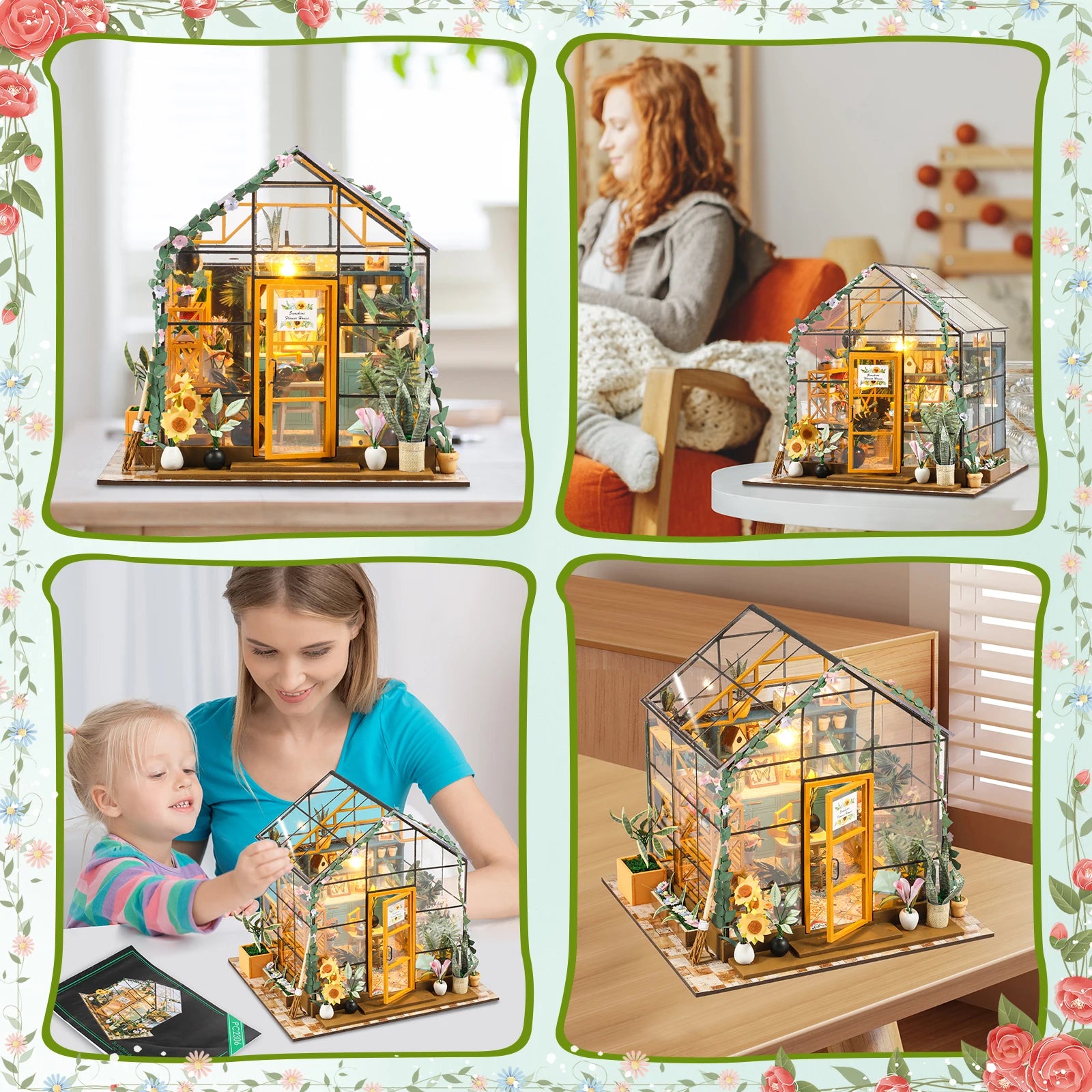 DIY Miniature Garden House Kit with LED Lights & Realistic Furniture