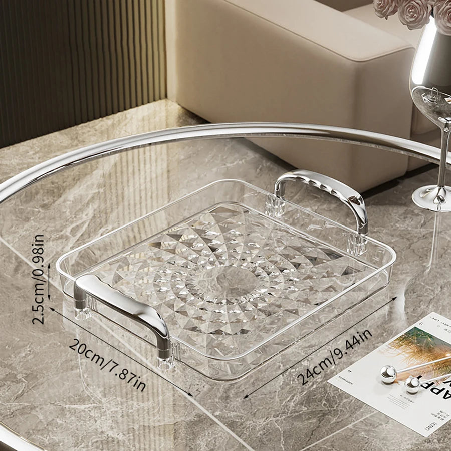 Clear Plastic Food Tray - Double Handle Rectangle Design