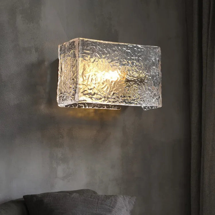 Postmodern Copper Wall Sconce with Clear Glass Shade for Bedroom