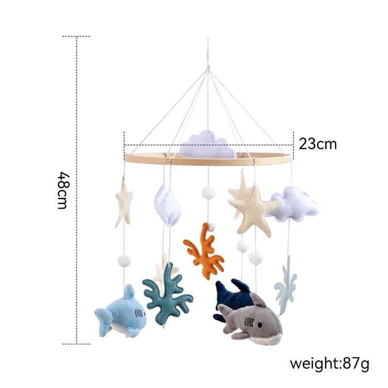 Dreamy Wooden Crib Mobile with Soft Felt Cartoon Bear & Gentle Bells