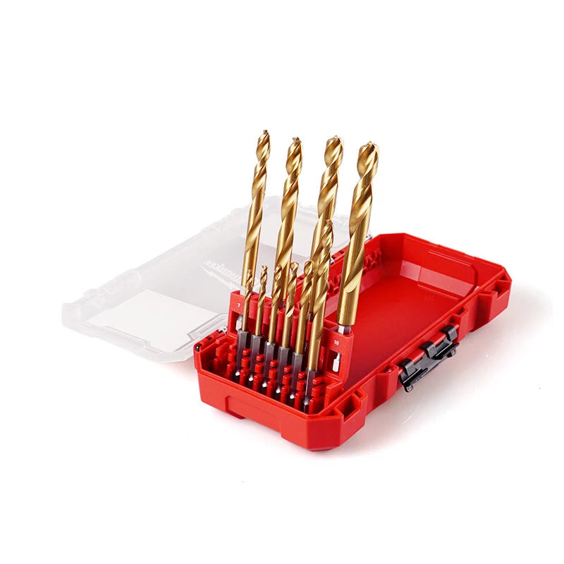 Milwaukee Titanium Plated 10-Piece SHOCKWAVE Metal Drill Bit Set