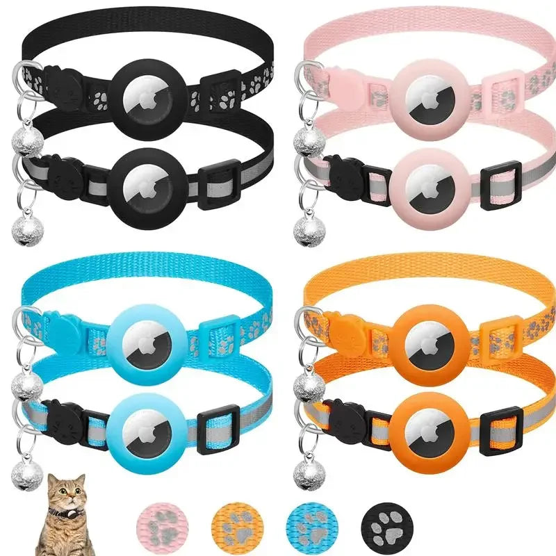 Reflective Cat Collar for Apple Airtag with Safety Buckle & Bell