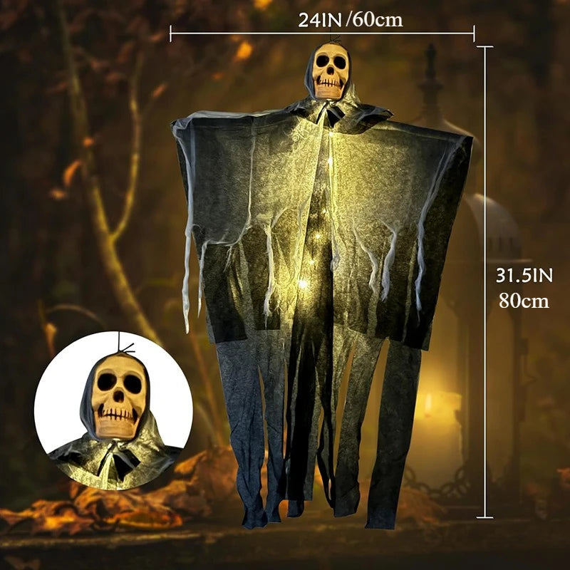 Spooky Halloween Glowing Skull Skeleton Hanging Decor - Garden & Party