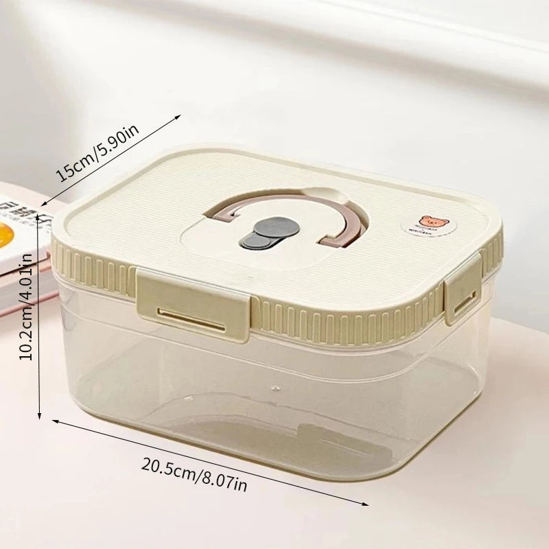 Airtight Plastic Bread Storage Box with Handle - Large Capacity