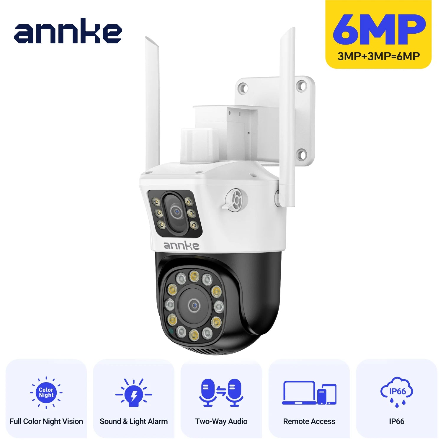 ANNKE 6MP Dual-Lens Outdoor WiFi PT Camera with Dual Light & Audio