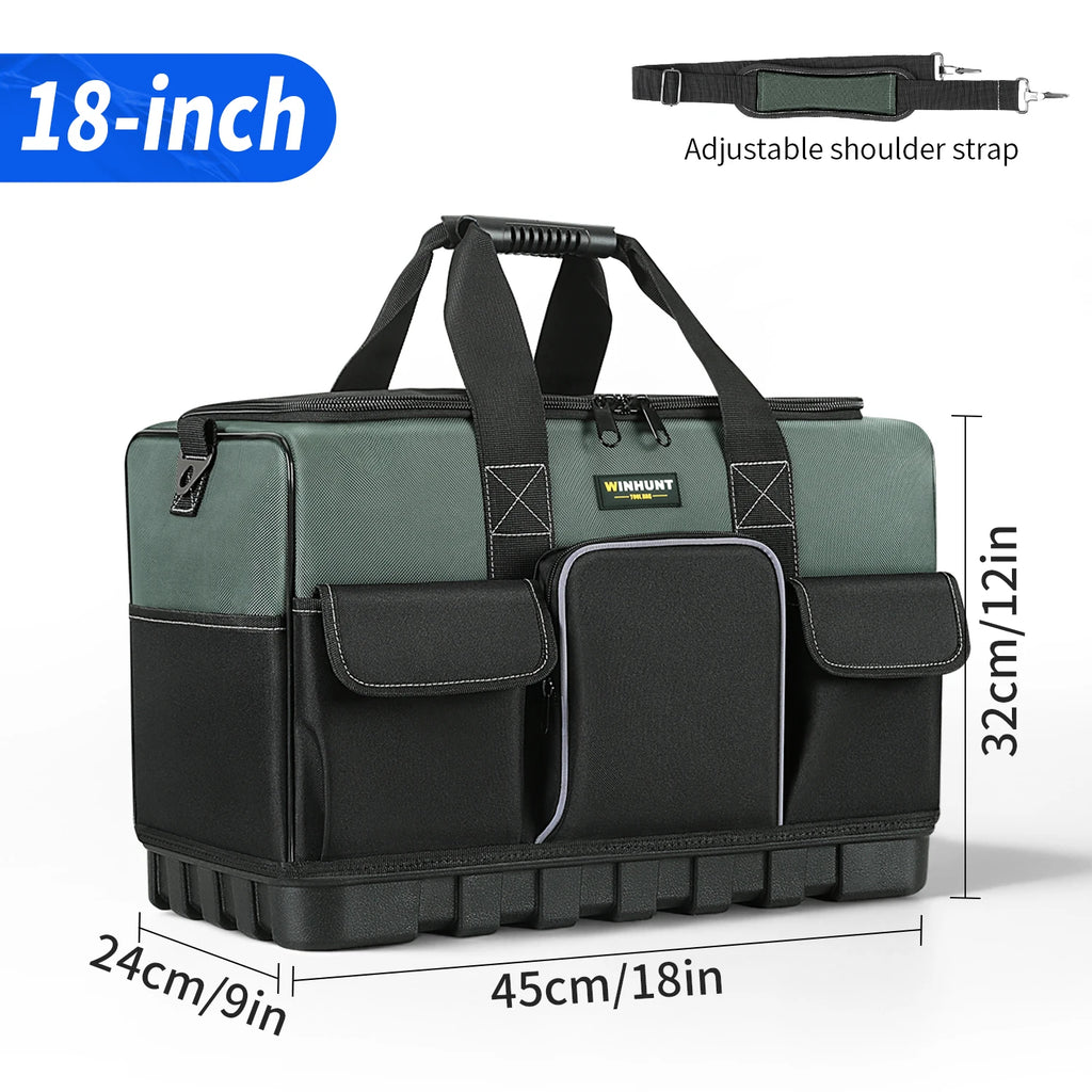 Heavy Duty Electrician Tool Bag with 16 Pockets & Hard Bottom