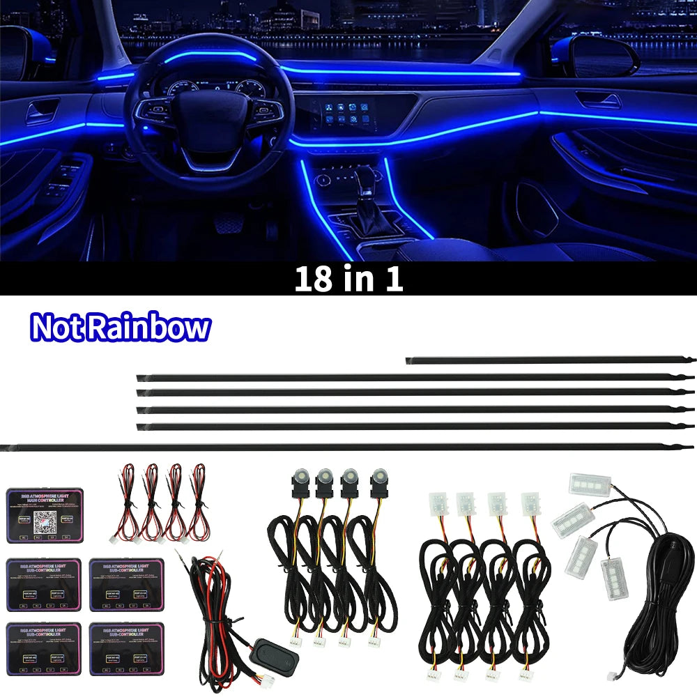 App-Controlled RGB LED Strip Lights for Car Interiors