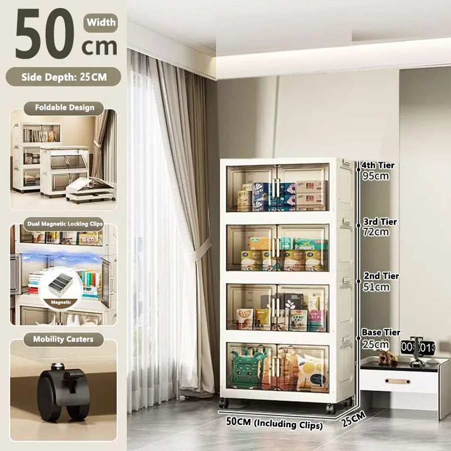 Folding Storage Cabinet - Versatile Toy & Snack Organizer for Home