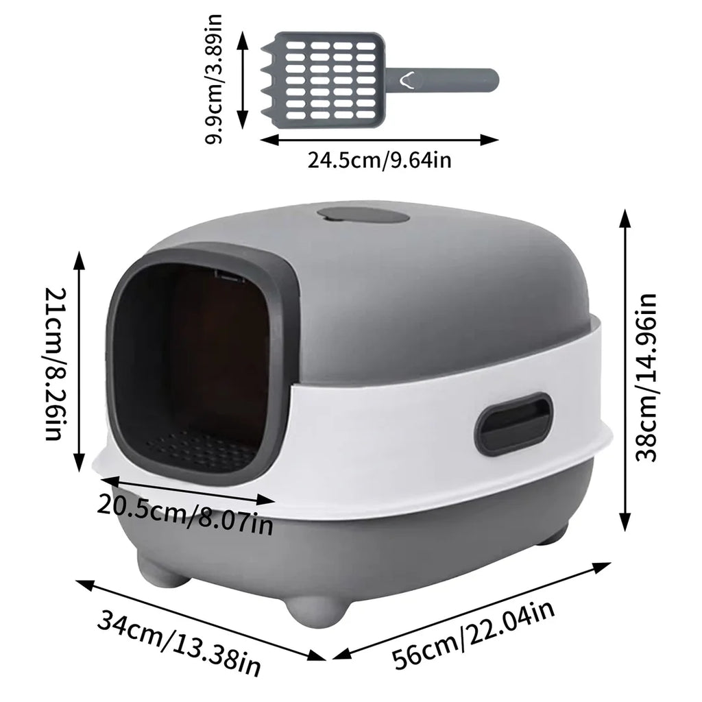 Hooded Cat Litter Box with Scoop - Easy Clean & Anti-Splash Design