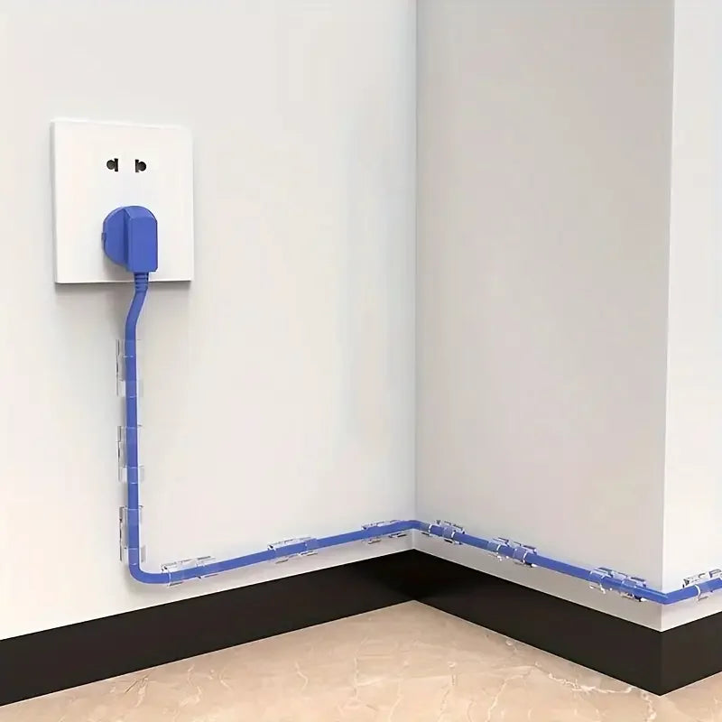 Clear Adhesive Cable Clips - Transparent Cord Organizers for Desk & Wall
