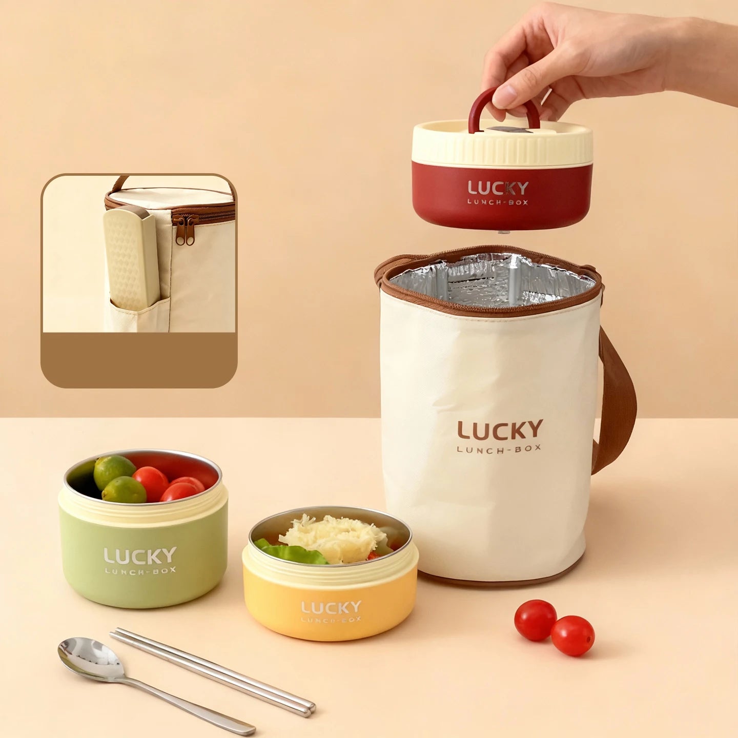 Insulated Bento Lunch Box - Double Layer Leak-Proof Container