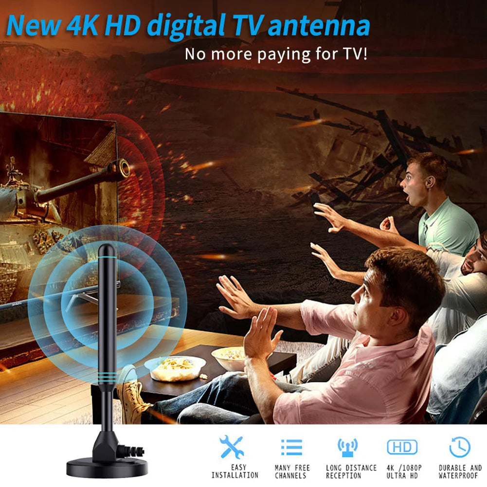 APWIKOGER 4K HD Digital TV Antenna with Signal Amplifier - 480+ Miles Range