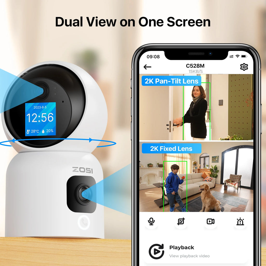 ZOSI 360° Smart Home Security Camera with Auto Tracking & Night Vision
