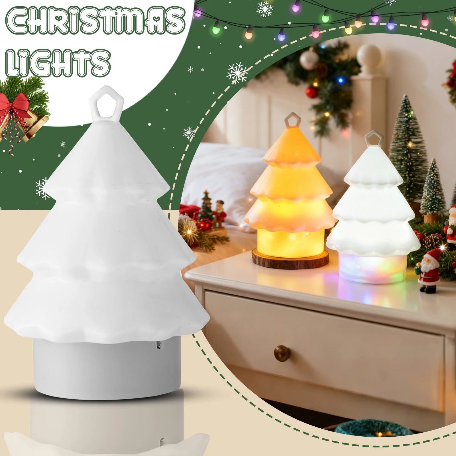 3-Level Dimmable Christmas Tree Night Light - USB Rechargeable LED Lamp