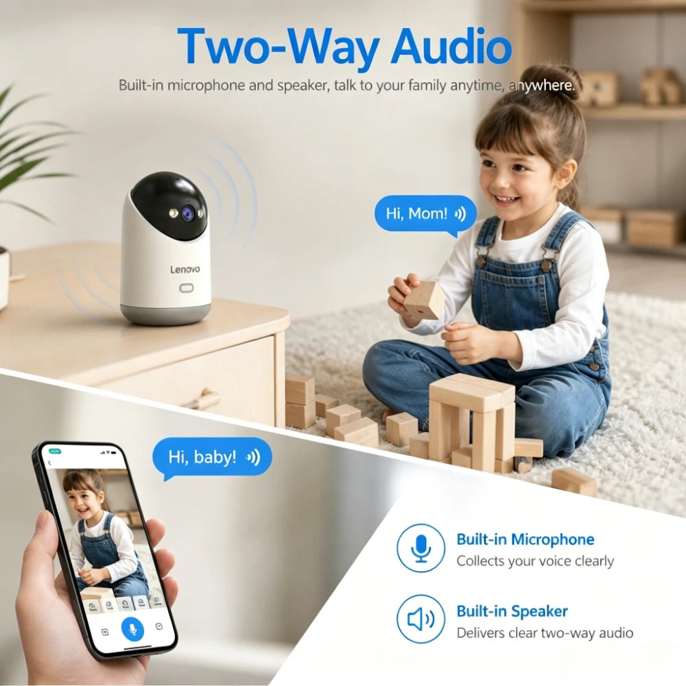 Lenovo 5MP 5G WiFi Indoor Security Camera with Color Night Vision