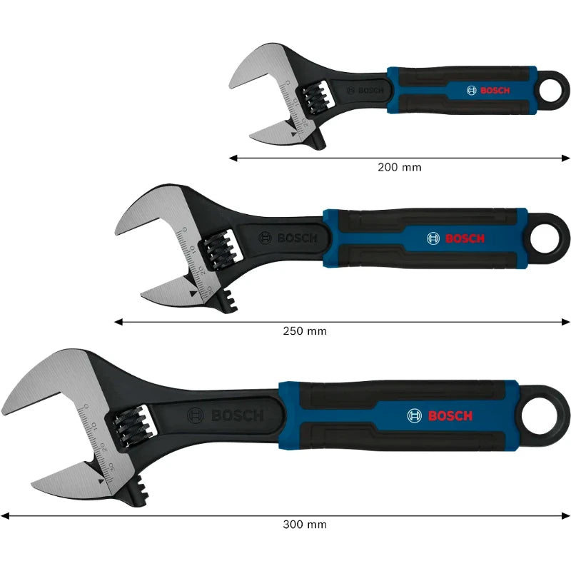 Bosch 3-Piece Adjustable Wrench Set for Ultimate Strength & Comfort