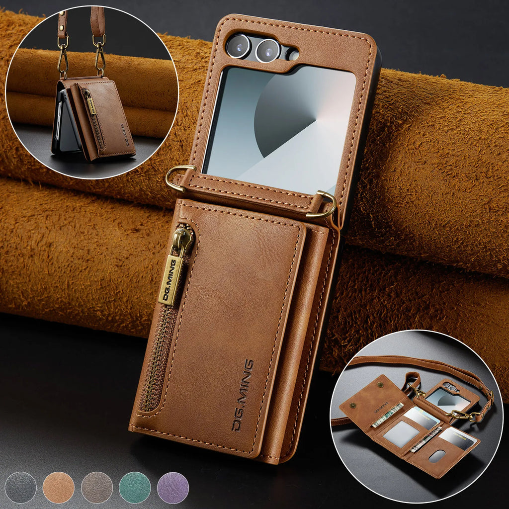 Luxury 2-in-1 Leather Flip Case for Samsung Galaxy Z Flip Series