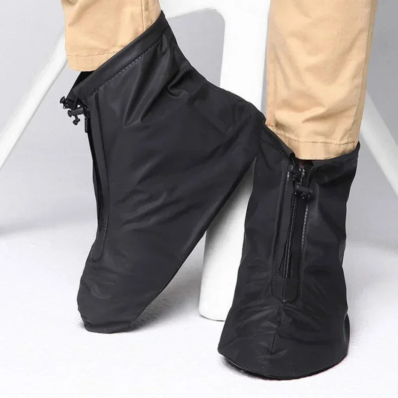 Unisex Waterproof Non-Slip Rain Shoe Covers with Zipper