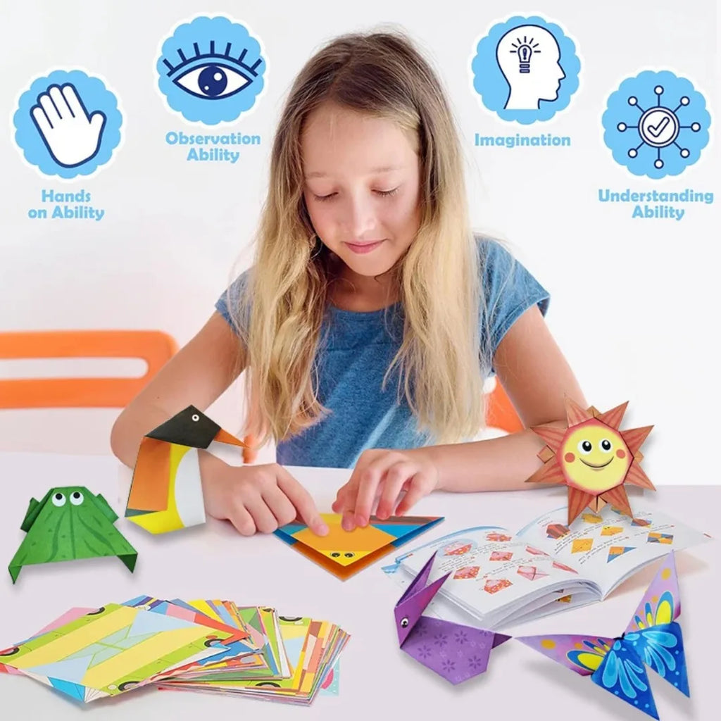Creative Origami Kit - 30 Colorful Paper Sheets & Craft Guide for Kids