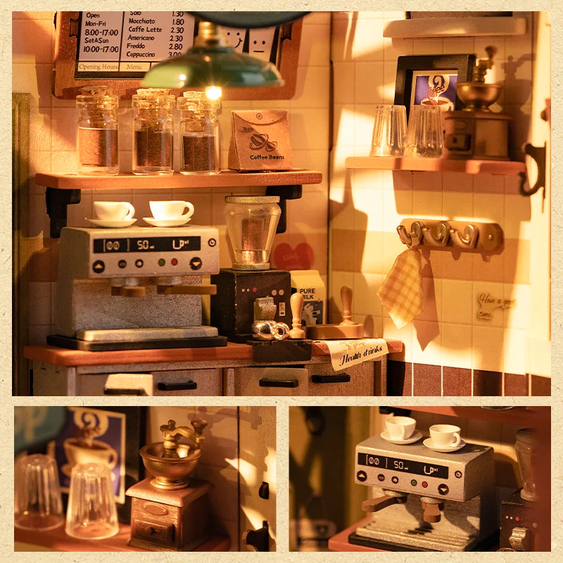 Robotime Rolife No.17 Café Miniature House - DIY Wooden Dollhouse Kit