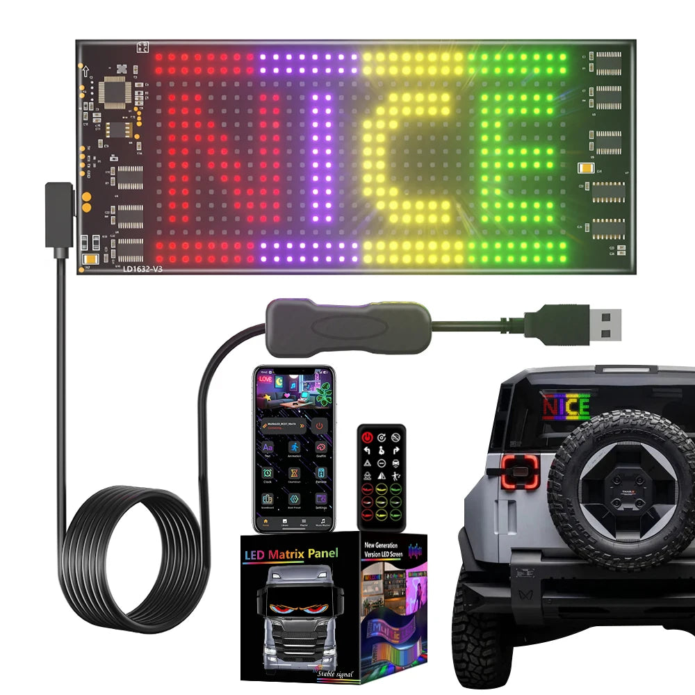 DIY Programmable LED Matrix Panel - Customizable Car Night Light