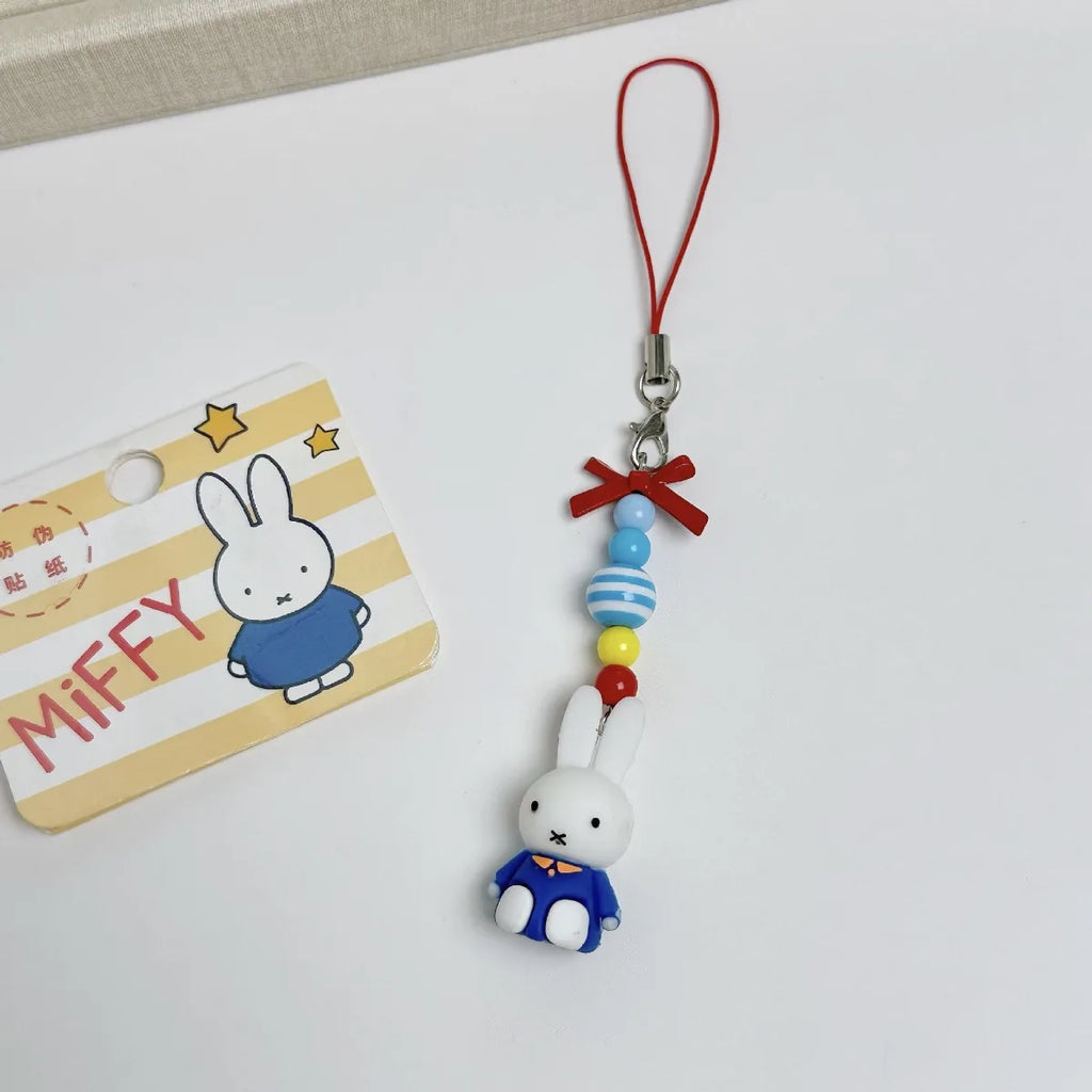 Kawaii Miffy Keychain - Cute Cartoon Rabbit with Bow for Girls