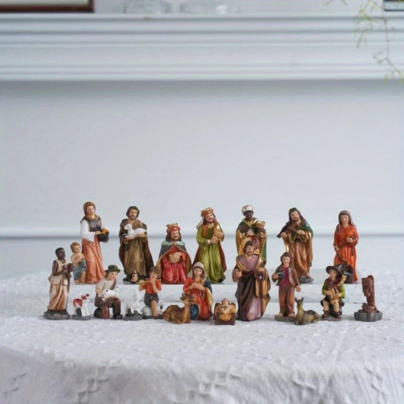 20-Piece Christmas Nativity Scene Set - Exquisite Resin Figurines
