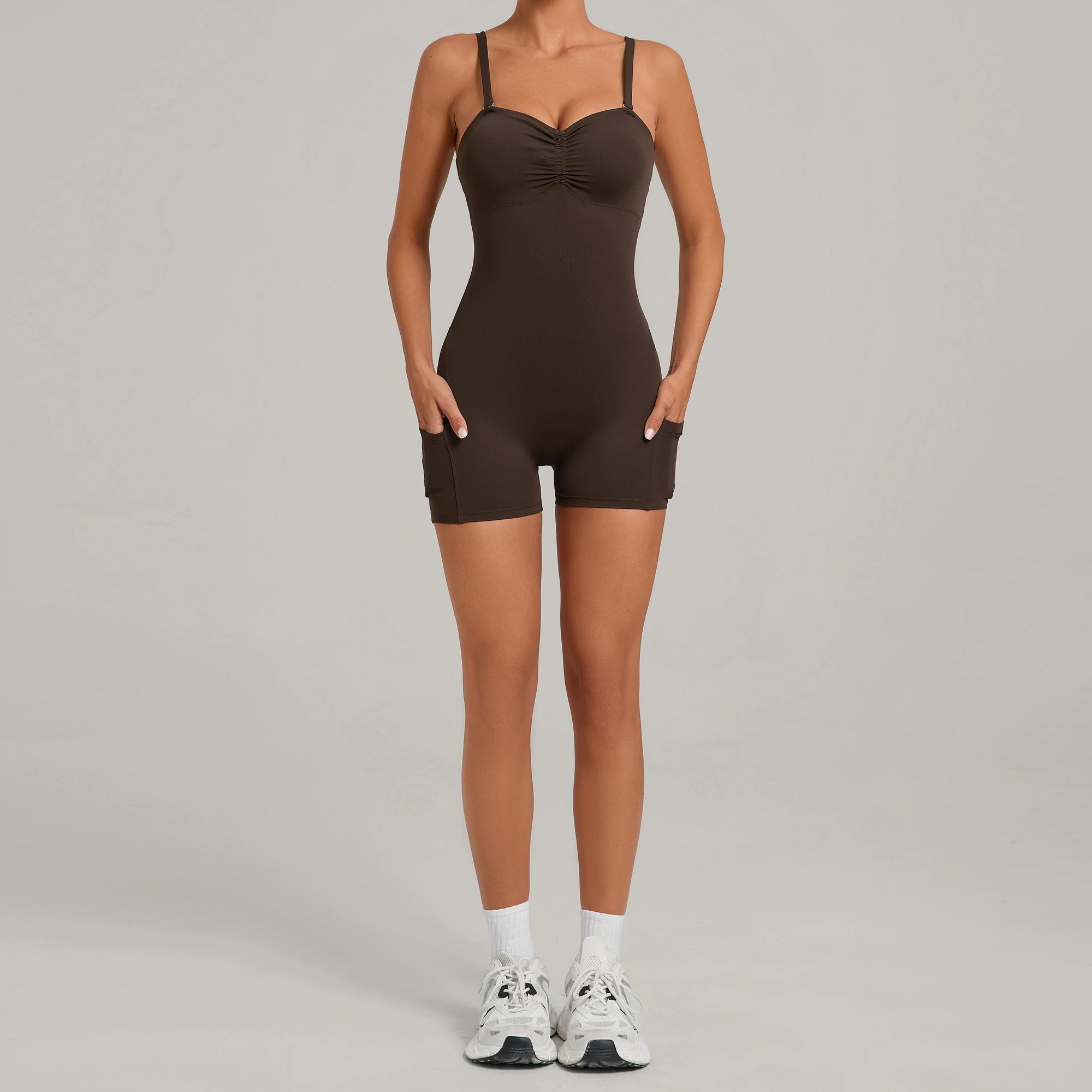 ZEEHOOH Women's Versatile Sleeveless Yoga Bodysuit with Pockets