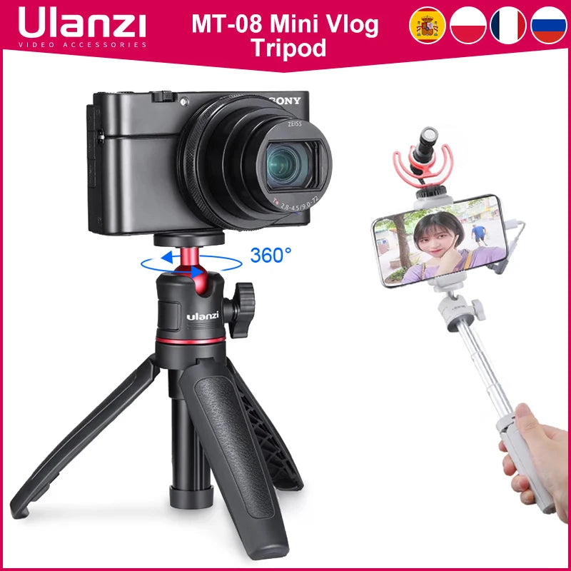 Ulanzi MT-08 Mini Tripod Kit with Phone Mount for DSLR & Smartphones