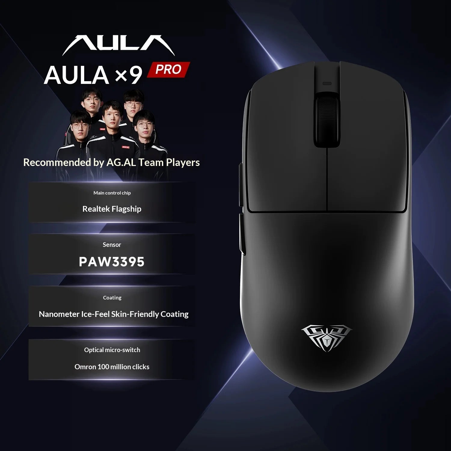 AULA X9 Max Wireless Gaming Mouse - Ergonomic & Ultra-Responsive
