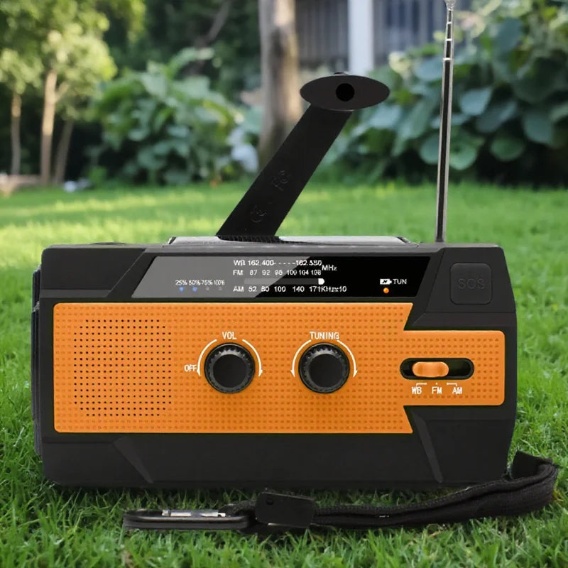 Versatile Solar Crank Radio with 4000mAh Battery & SOS Alarm