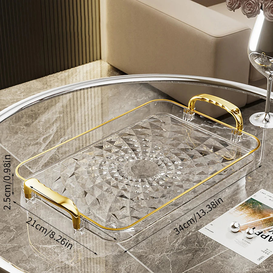 Clear Plastic Food Tray - Double Handle Rectangle Design
