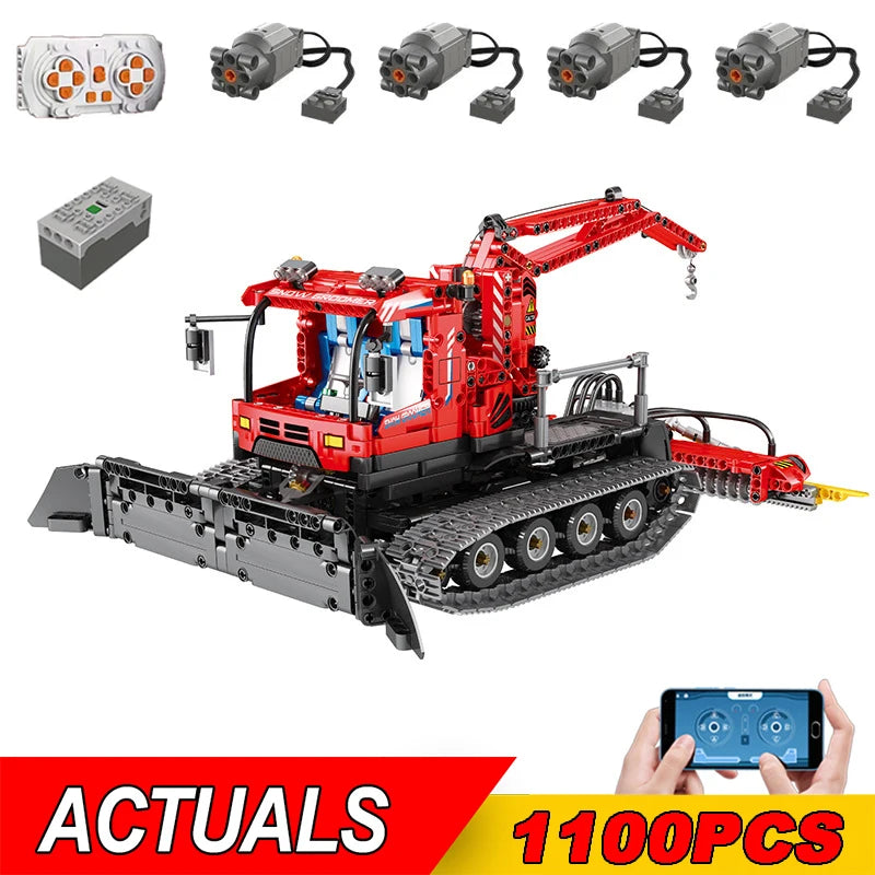 MOULD KING Remote Control Snow Groomer Building Blocks Vehicle for Kids