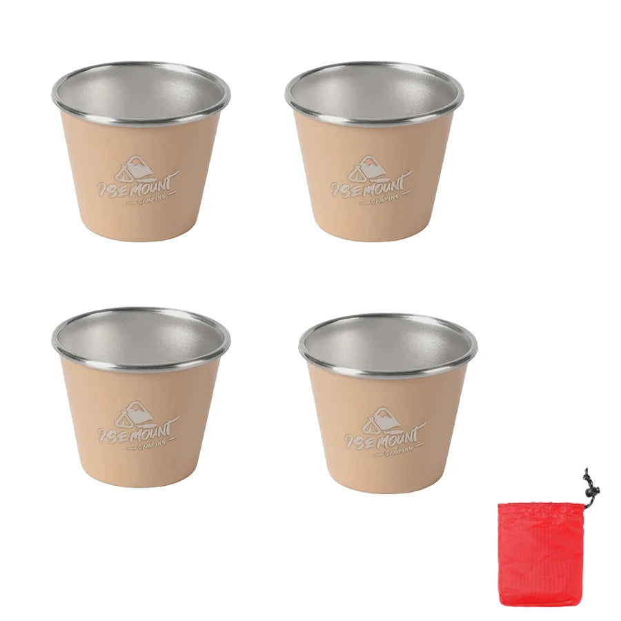 4-Pack Stackable Stainless Steel Cups for Camping & Outdoor Use