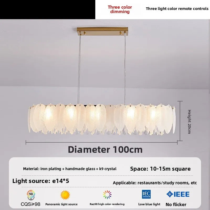 Stylish Modern Feather Glass Crystal Chandelier for Home Decor