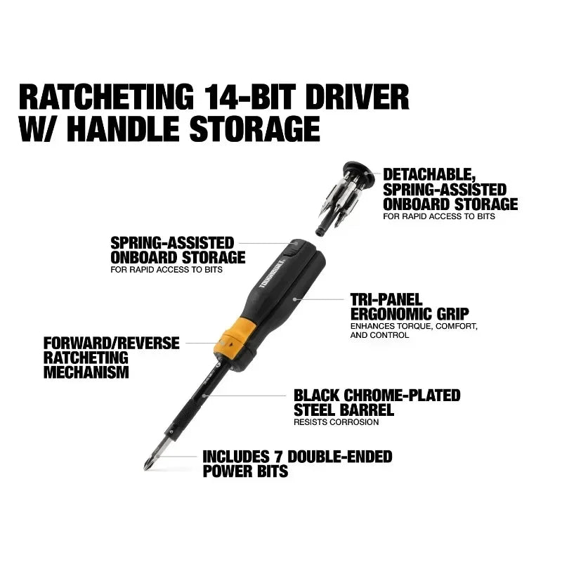 TOUGHBUILT 9-Piece Ergonomic Ratcheting Screwdriver Set