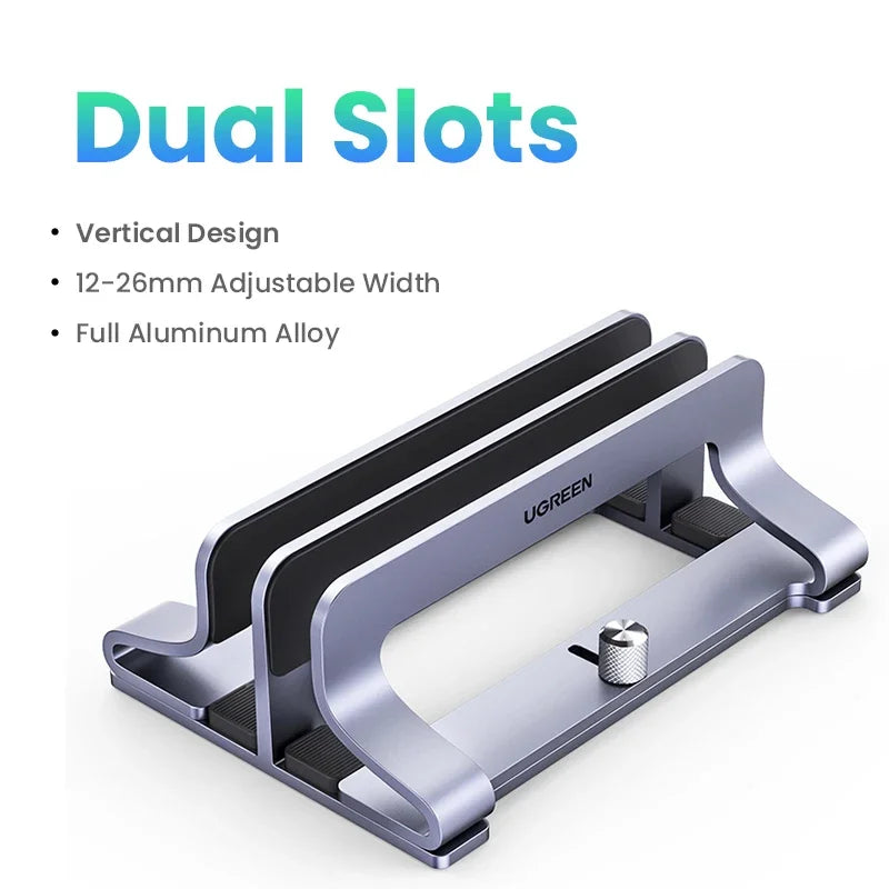 UGREEN Vertical Laptop Stand - Triple Slot Aluminum Holder