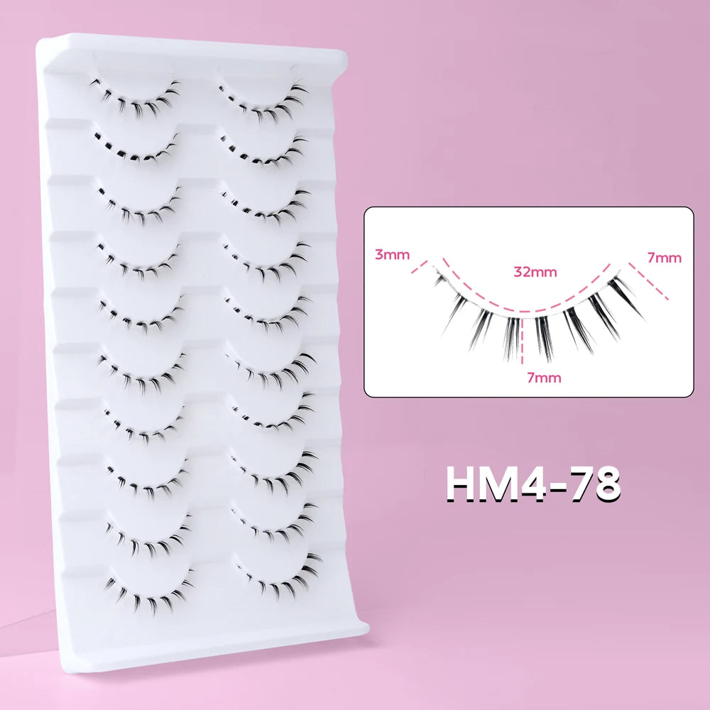 10 Pairs Manga Lower Eyelashes - Wispy Under Eye Lashes for Cosplay