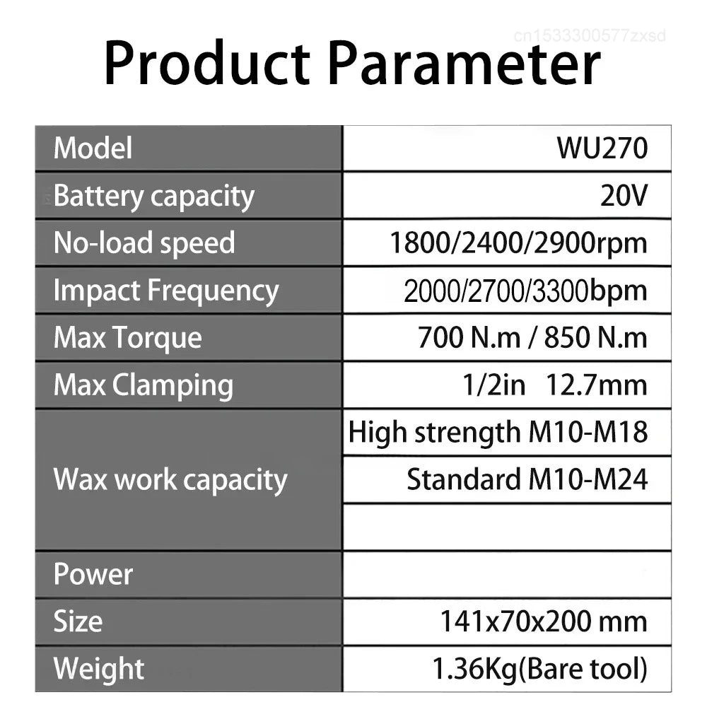 WORX WU270 Cordless Impact Wrench - 700Nm Torque, Brushless Motor